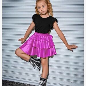 Girls Perfashion Metallic Pink Ruffled Skirt - Size 6/7 - NWT